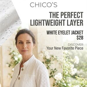 Chico's White Eyelet Jacket sz 2 or Large